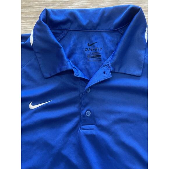 Nike Dri Fit Men’s Size XL Royal Blue Polo Short Sleeve T Shirt Logo 25 X 30 - Picture 3 of 10